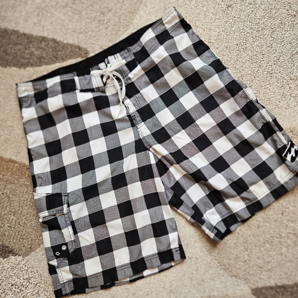 Billabong Men's Board Shorts Size 40 Black And White Checkered